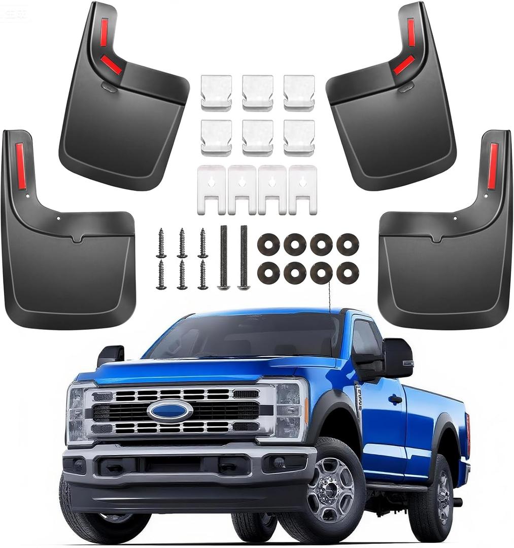 Mud Flaps Splash Guards for Ford F-250 F-350/2017-2024 Front Rear Mudflaps Mud Guard for Trucks 4PCS Set Black OEM Fender Flares No Need to Drill Holes,Easy Install