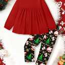 ZAANTI Baby Toddler Girl Clothes Long Sleeve Ruffle Bow Top Girls' Clothing Sets&Floral Print Pants Fall Winter Outfit 12M-4T (18-24 Months, Red and Black)