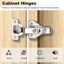 Probrico (2 Pair/4 Pack Full Overlay Soft Closing Clip On Face Frame Mounting Cabinet Hinges, 105 Degree Self Closing Kitchen Cupboard Door Hinges