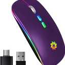 KBCASE Wireless Mouse, LED Wireless Mouse for Laptop, Slim Silent Mouse 2.4G Rechargeable Wireless Computer Mouse for Laptop, MacBook, iPad, Chromebook, with USB & Type-c Receiver