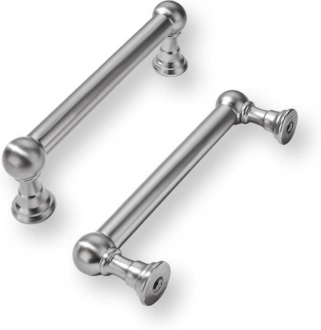 khtumeware 10 Pack 3 Inch Hole Center Brushed Satin Nickel Cabinet Pulls Heavy Duty Solid Cabinet Handles cabinets Dressers Kitchens Handles Bathroom cabinets