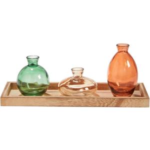 47th & Main Flower Vases on Rectangular Wooden Tray Vase for Home Dcor, Set of 3, Multicolor