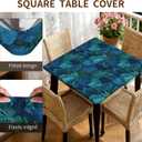 Square Fitted Table Cover with Elastic Edge Design 36x36 in | Polyester Waterproof Stain-Resistant Wipeable Table Cloth for Kitchen Dining Picnic Patio Outdoor Palm Leaf