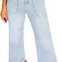 Astylish Women's 2026 Stretchy Wide Leg High Waisted Jeans Tummy Control Casual Cropped Ankle Denim Pants (4, Light Blue)