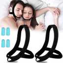 Snoring Chin Strap for Users, 2 Pack Adjustable Jaw Support Chin Strap to Keep Mouth Closed, Soft Snoring for Men Women, Lightweight Reusable, Snoring Dry Mouth, Comfort Fit Nighttime Sleeping Aid (Black+black)