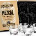 Mezcal and Spirits Sipping Glasses | Tequila Tasting Collection | Set of 4 | 5 oz Crystal Tasting and Drinking Glassware Copitas for Joven, Reposado, Anejo Mezcals | Stemless Liquor Sippers