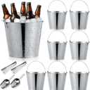 Mumufy 8 Pcs 10L Galvanized Metal Beer Buckets with 2 Scoops and 2 Tongs