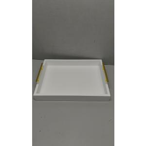 16"x12" Serving Trays with Handles, White Decorative Serving Tray, Ottoman Trays, Living Room, Bathroom, and Outdoors Decorative Trays (White)