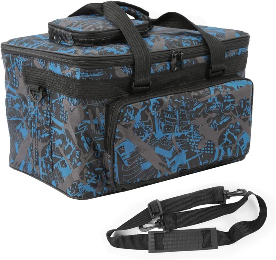 Art and Craft Storage Organizer Bag Paint Art Supplies Storage Bag Arts Craft Tool Carrying Case Artist Paint Tool Box for Travel Foldable Waterproof Large Capacity Storage Tote Bag for Crafts Sewing (camo blue)