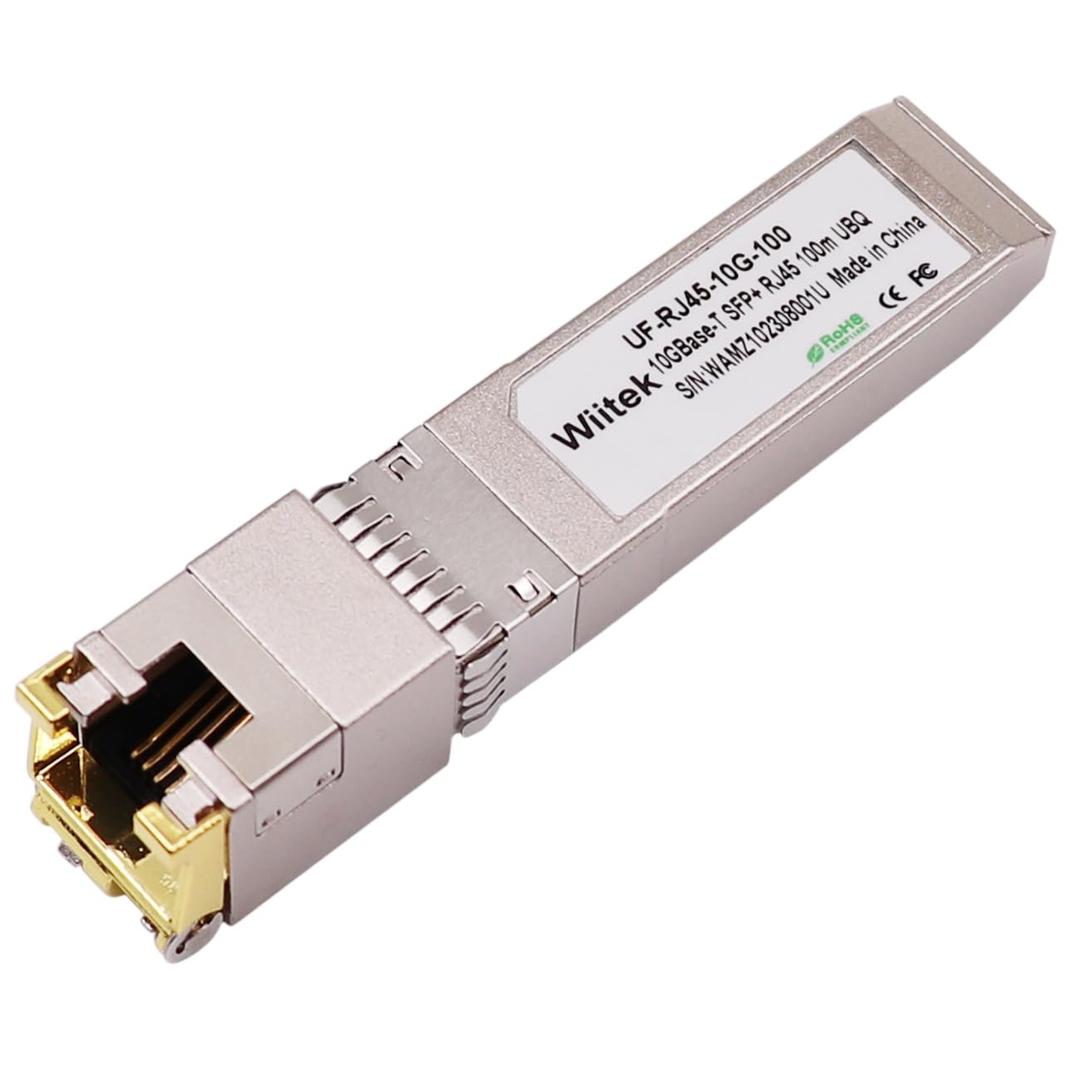 100 Meters, 10Gb SFP+ to RJ45 Module, 2.5G/5G/10GBase-T Ethernet Copper Transceiver for Ubiquiti UF-RJ45-10G, Plugin 10Gb SFP+ Port, Low Power Consumption
