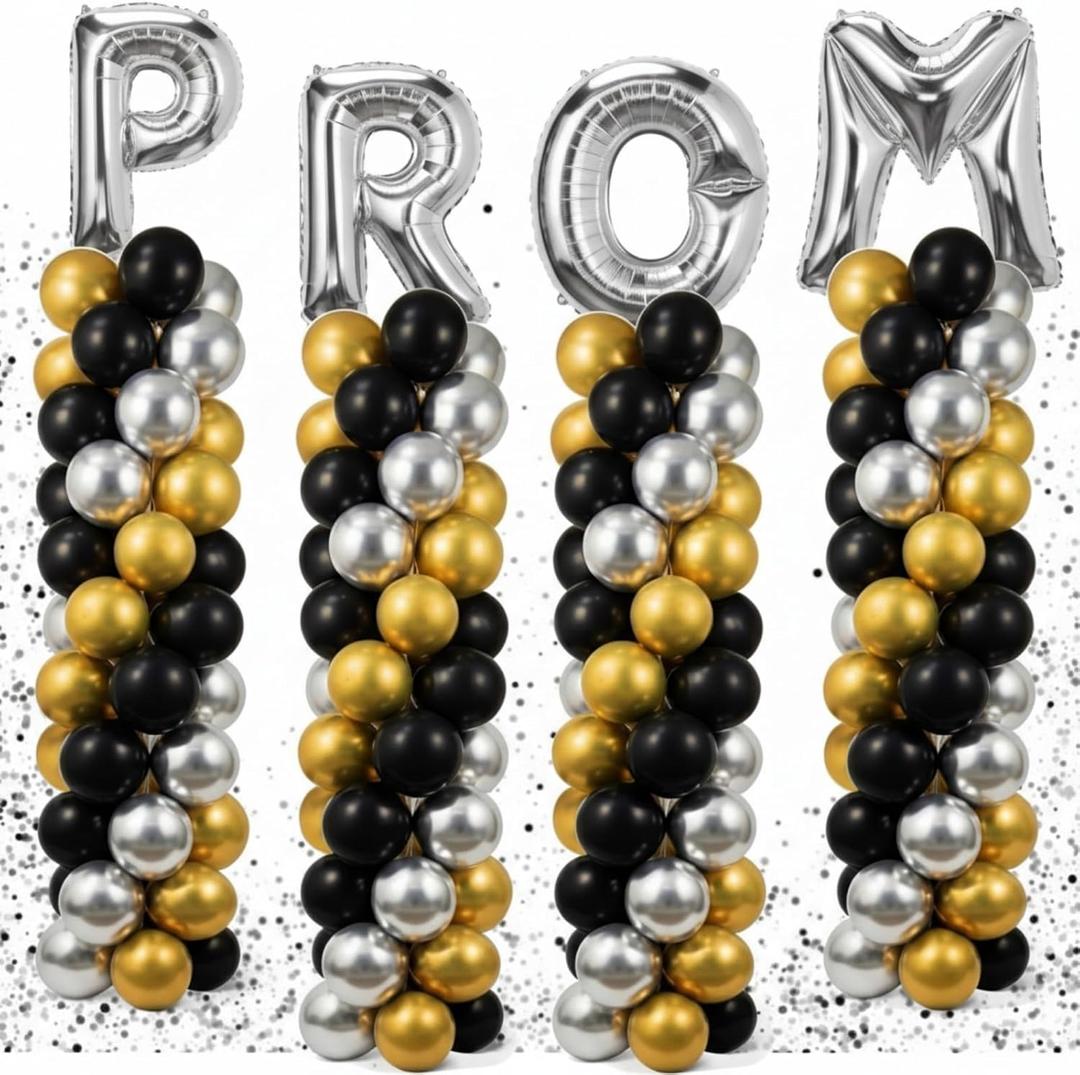 Hungdao Prom Balloons Column Stand Kit 243 Pcs Graduation Prom Decoration 2026 for Party Adjustable Balloon Tower Pillar for Congrats Grad Party Supplies