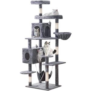 YARUOMY Cat Tree 71.6 inches Cat Tower for Indoor Cats, Multi-Level Cat Condo Furniture with Scratching Posts, Plush Perches, Activity Center with Cozy Basket & Hammock for Large Cats,Light Gray YARUOMY Cat Tree 71.6 inches Cat Tower for Indoor Cats, Multi-Level Cat Condo Furniture with Scratching Posts, Plush Perches, Activity Center with Cozy Basket & Hammock for Large Cats,Light Gray