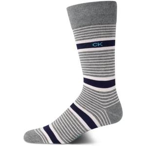 Calvin Klein Mens Dress Socks - 1 Pair Egyptian Cotton Blend with Comfort Stay-Up Cuff - Soft, Breathable & Smooth Crew Socks 7-12