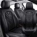 Front Set for Toyota Sienna Car Seat Covers 2000-2026, Waterproof Nappa Leather Car Seat Protector, Comfortable and Anti-Slip Car Seat Cover&Accessories(2 Seats/Black)