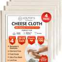 100% Unbleached Cheese Cloths  4 Pcs Precut 20x20 inch Hemmed Reusable Cheesecloth for Straining - Grade 100 Organic Cheese Cloth - Ultra Fine Muslin Cloth for Juicing Brewing Baking Turkey