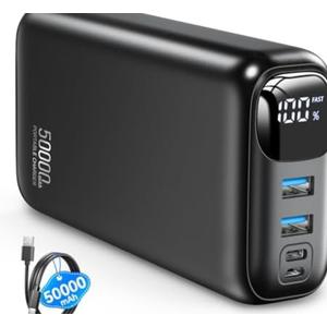 Portable Charger 50000mAh Power Bank - 22.5W Fast Charging External Battery Pack,USB-C Portable Phone Charger for iPhone 17/16/15/14/13 Pro Android Samsung, for Travel Camping Essential