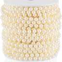 Craft String Pearls 6MM Pearl Bead, 66 Feet Ivory Faux Pearl Garland Spool Roll Strand Wedding Party Decoration, Christmas Tree Decorations (0.24 in 66 ft)