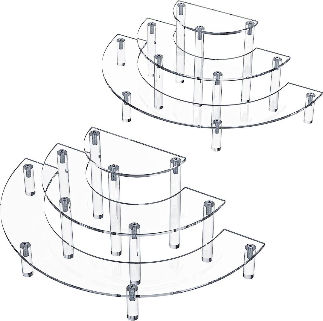 Gonice 2 Pack 3 Tier Clear Acrylic Display Riser, Half Moon Cupcake Stand, Perfume Organizer, POP Figures Display Shelf, Graduation Party Display Riser, Birthday Party Decoration