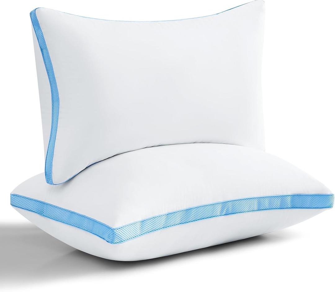 mislili Bed Pillows Queen Size Set of 2, Luxury Cooling Queen Pillows Plus Satin Pillowcase for Sleeping, Down Alternative Pillows for Side, Back and Stomach Sleepers