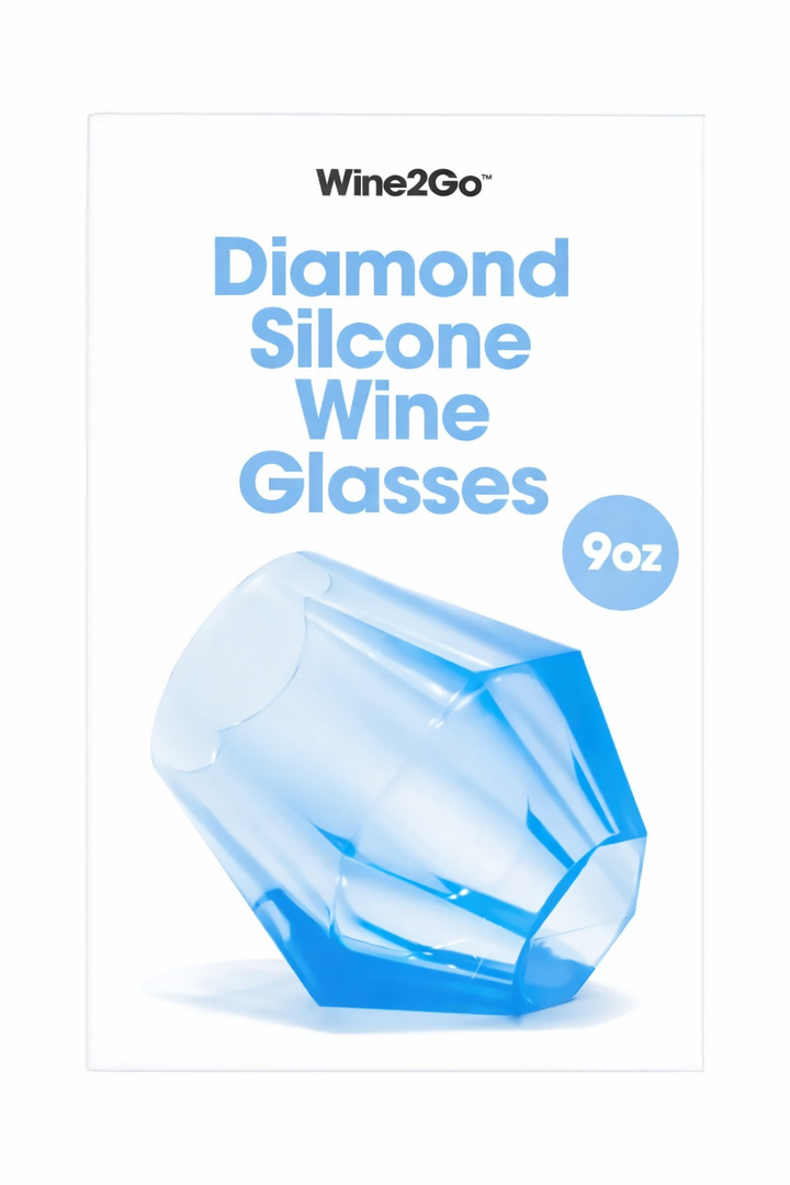 Wine2Go Diamond Silicone Wine Glasses 9oz 2 Pieces 