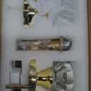 Privacy Crystal Glass Door Knobs Interior with Lock, Modern Octagon Door Knobs for Bedroom/Bathroom, Gold/Polished Brass