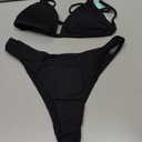 Aqua Eve Women Two Piece Bikini High Cut Swimsuit Triangle Bathing Suit Cheeky Bikini Set (Black, M)
