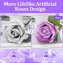 90 Pcs Purple Velvet Rose Artificial Flowers with Long Stems, Fake Silk Roses Real Touch Fake Roses Florals for Birthday Wedding Bouquet Party Arrangement Decorations