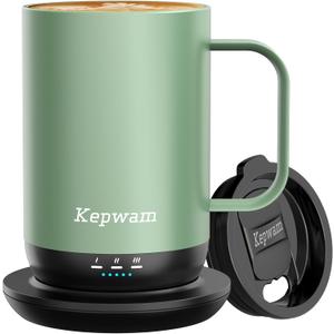 Kepwam Self-Heating Coffee Mug T1, 16oz Rechargeable Heated Coffee Mug, Smart Coffee Warmer Mug with App-Controlled,Advanced Temperature-Controlled Heating Coffee Gifts for Women Men Coffee Lover (Sage Green)