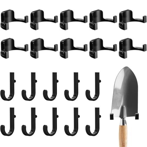 Qiyaz 20 Pcs Storage Shed Tool Hooks Tool Hanger Compatible with Suncast Shed Accessories for Hanging Storage Shelves Organizer Accessories Parts Replacement Screws Brackets (J Shape/u Shape,Black)