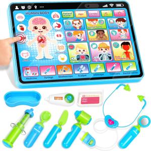 Doctor Kit for Girls Boys 1 Years Old, Interactive Doctor Tablet with Sound & Music, Doctors Pretend Playset with Stethoscope, Baby Toys for Ages 1 2 3, Ideal Christmas Birthday Gifts for Kid Toddler