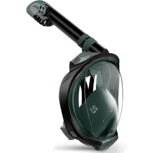 Greatever G2 Full Face Snorkel Mask with Latest Dry Top System, Foldable 180 Degree Panoramic View Snorkeling Mask with Camera Mount, Safe Breathing, Anti-Leak & Anti-Fog (Large/ X-Large, Black Green)