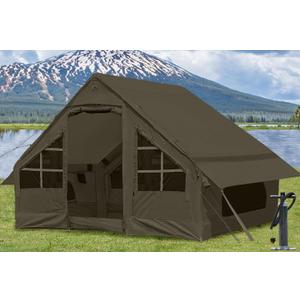 Inflatable Tents for Camping with Stove Jack, 4-5 Person Easy Setup Blow Up Tents for 4 Seasons Waterproof Inflatable Camping Tent with Awning, Air House Glamping Tents for Camping Adult, 4 Person Tent-9.8ft X 7.2ft X 6.2ft