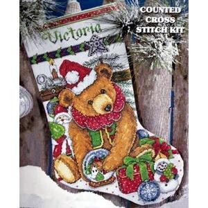 Victorian Bear Counted Cross Stitch Stocking Kit