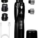 Dog Nail Grinder, 3 Grinding Heads, 2-Speed, LED Light, Touch-Switch, TypeC, Quiet, Low-Vibration, Dog Nail Trimmers for Large, Medium, Small Dogs & Cats with Hard/Thick Nails (U-Black)