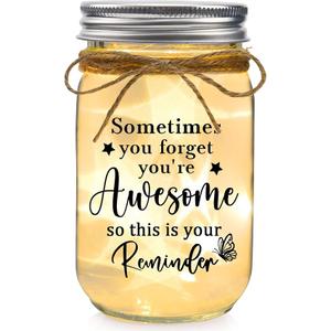 Birthday Gifts for Women - You are Awesome Mason Jar Night Lights for Woman Thank You Inspirational Encouragement Cheer Up Gift for Friend Coworker Nurse Teacher Retirement