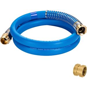 5/8 IN. 5FT. Heavy Duty Rubber Garden Hose, High Flow 5/8" I.D. Brass Fitting No Memory Durable Heavy Duty Water Hose Leader Hose for Watering, Irrigation, Water Transfer Pump