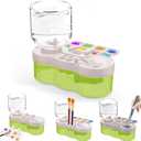 Paint Brush Cleaner Tool, Washing My Brush, Water Cycle Brushes Rinser with Brushes Holder and Palette, Brush Rinser Dispenser, Painting Art Supplies Stuff for Artist Artist Kids (Green)