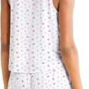 Lacozy Womens Pajama Set 2 Piece Tank Top and Shorts Pjs Set Soft Cami Lounge Sleepwear Loungewear Floral Print White Small