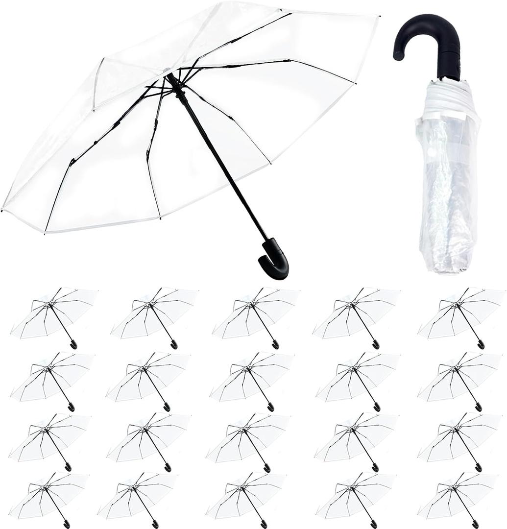 10/20 Pack Clear Wedding Umbrellas Bulk, Portable Auto Open Close Transparent Design, Durable High-Visibility Folding Rain Umbrellas for Photography, Party, Travel, Golf, Outdoor Events