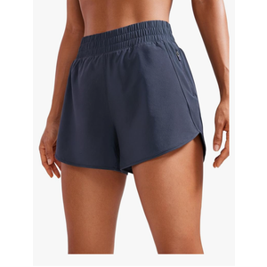 Dolphin Athletic Shorts for Women 3" - High Waisted Quick Dry for Running Workout Gym Track with Zip Pocket Size S