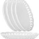 4 Pack Small Lace Serving Plates, 8" x 6" Oval Ceramic Dinner Plates for Dessert Appetizer Salad Bread Fruit Snack, Cute Side Dishes Set of 4 to Home Kitchen Party & Gift, Microwave & Dishwasher Safe