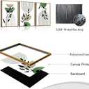 Bwodke Boho Wall Art, Framed Abstract Wall Art, Line Plants Leaf Canvas Wall Decor, Mid Century Sage Green Geometric Pictures Set of 3, Minimalist Paintings, for Bedroom Living Room Bathroom 16"x24"