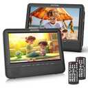 WONNIE 7.5 Inch Car DVD Player, Portable DVD Player for Car Play The Same or Two Different Movies with Headrest Strap, Support Last Memory, AV Out/in, USB/SD, All Regions