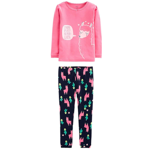 Simple Joys by Carter's Girls' 2-Piece Snug Fit Cotton Pajama Set (4T, Rose Llama Print)