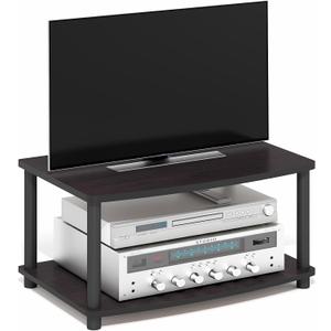 Furinno TURN-N-TUBE TV Stand, 2-Tier No Tools Elevated Entertainment Center, TV Console for TV up to 25 Inch, for Living Room, Bedroom, Dark Walnut Furinno TURN-N-TUBE TV Stand, 2-Tier No Tools Elevated Entertainment Center, TV Console for TV up to 25 Inch, for Living Room, Bedroom, Dark Walnut