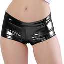 Women's Shiny Metallic Rave Booty Shorts Hot Pants Dance Bottom (US, Alpha, Large, Regular, Regular, Black)
