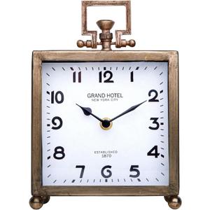 NIKKY HOME Metal Table Clock, Silent Non-Ticking Classic Battery Operated Decorative Mantel Desk Shelf Clock for Living Room Decor - Rose Gold (Large)