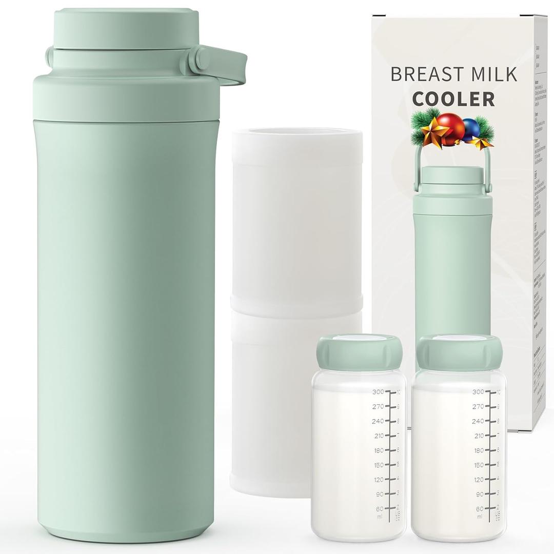 Xaproo 22oz Breast Milk Cooler Bottle, Breastmilk Cooler with 360 Cooling for 24 Hours, Portable Milk Chiller for Breastmilk with 2pcs Baby Bottles, Breast Milk Storage Bags for Baby, BPA-Free
