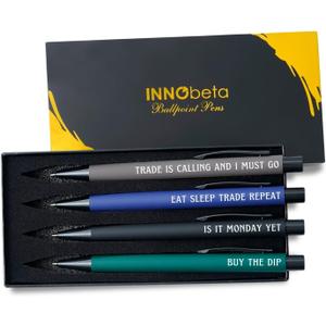 InnoBeta Stock Market Gifts Ballpoint Pen Set of 4, Gifts for Birthday, Christmas