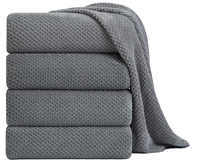Extra Large Bath Towel Sheet Set 35x70 Inches - Oversized Highly Absorbent Towels Set,Jumbo Microfiber - Quick Dry, Lightweight,Super Soft for Bathroom,Hotel,SPA,Pack of 4 (Gray)